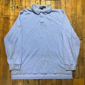 Polo Ralph Lauren Polo Shirt Mens 2XL Blue Pony High Low Slit Golf Performance